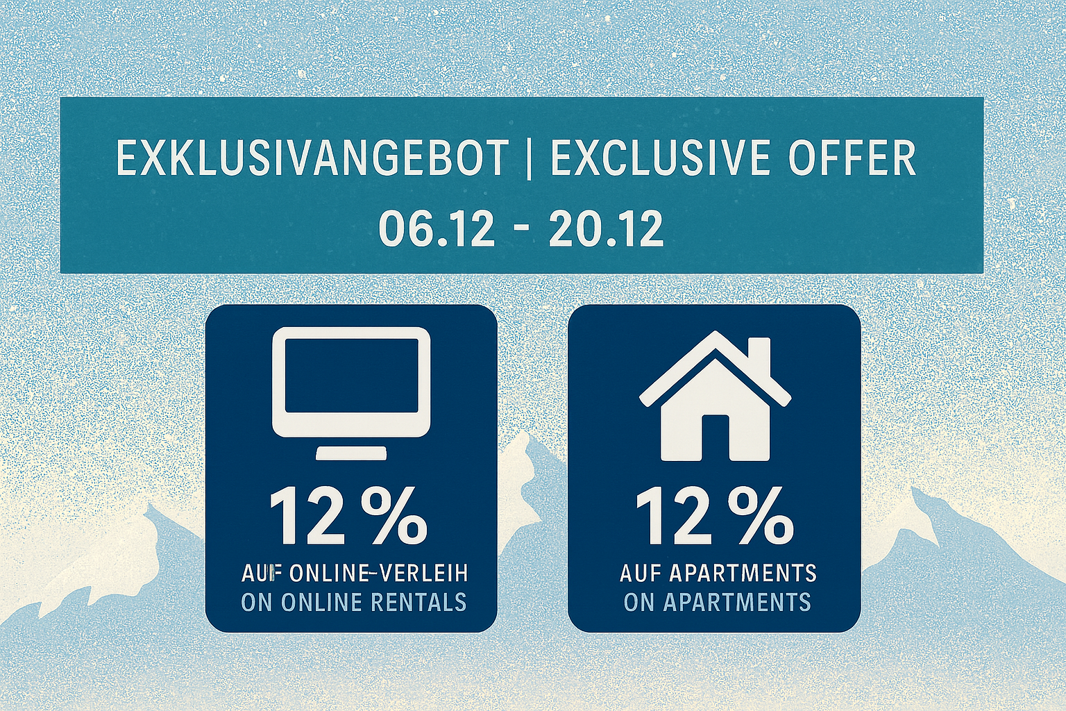 12% auf deine Skier & 12% auf deine Unterkunft!